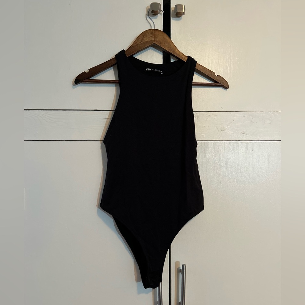 Zara small tank top bodysuit black double lined